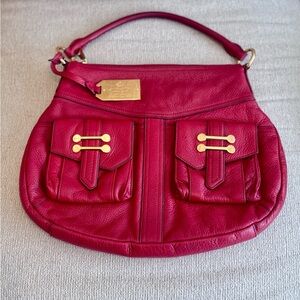 Ralph Lauren Bermondsey Red Pebbled Leather Hobo Bag